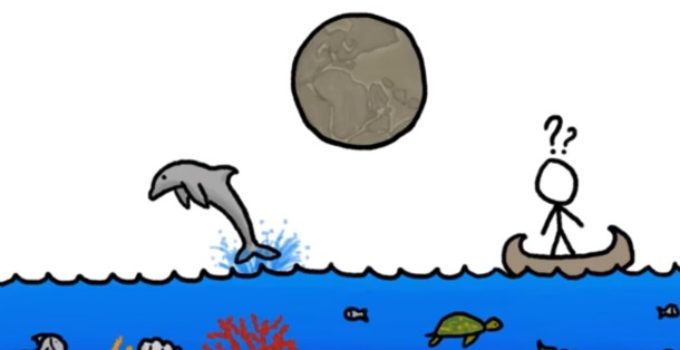desenho infantil de água barco e peixes