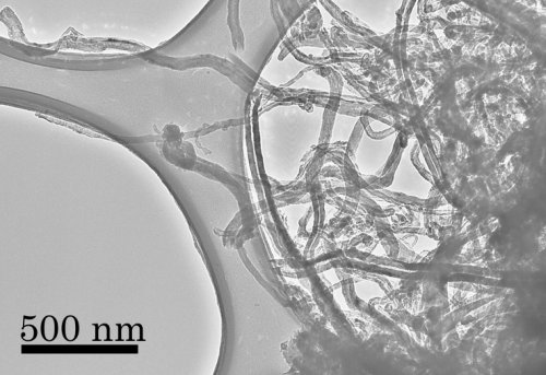 microscopia eletronica de uma amostra de nanotubos