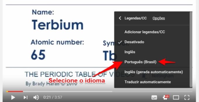 Legenda em português no YouTube